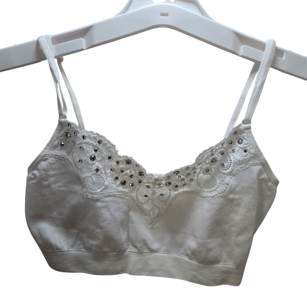 Stella Sole White Lace Rhinestone Bralette S/M‎ Italy Bridal Festival Crop Top
